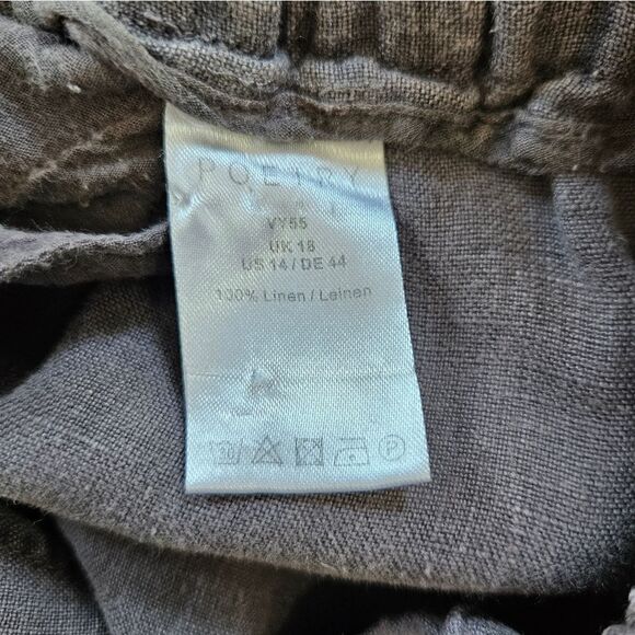 Poetry Garment Dyed Linen Pull On Relaxed Fit Cropped Pants Trousers in Grey 14 - Picture 7 of 8